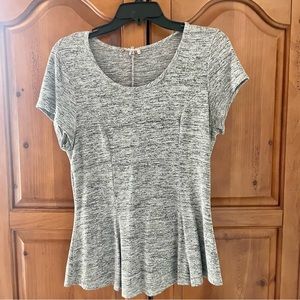 Grey Flared Fitted Blouse